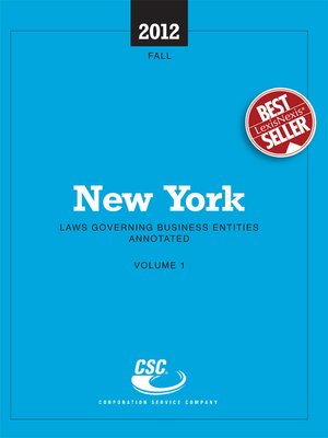 cover image of CSC New York Laws Governing Business Entities Annotated